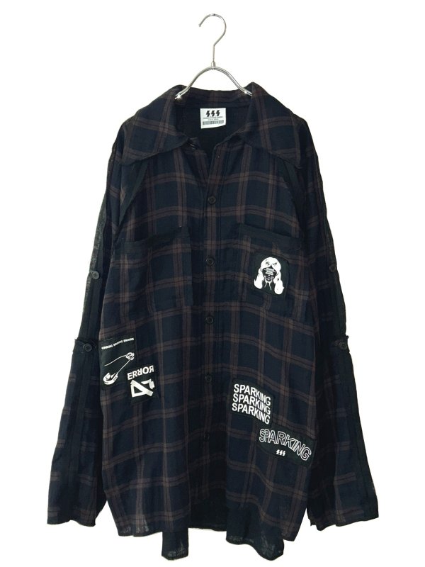 画像1: SPARKING SPARKING SPARKING / CHECKED BIG-GAUZE SHIRT