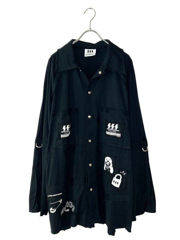 画像1: SPARKIGNS SPARKING SPARKING / BLACK PATCHWORK BIG-SHIRT