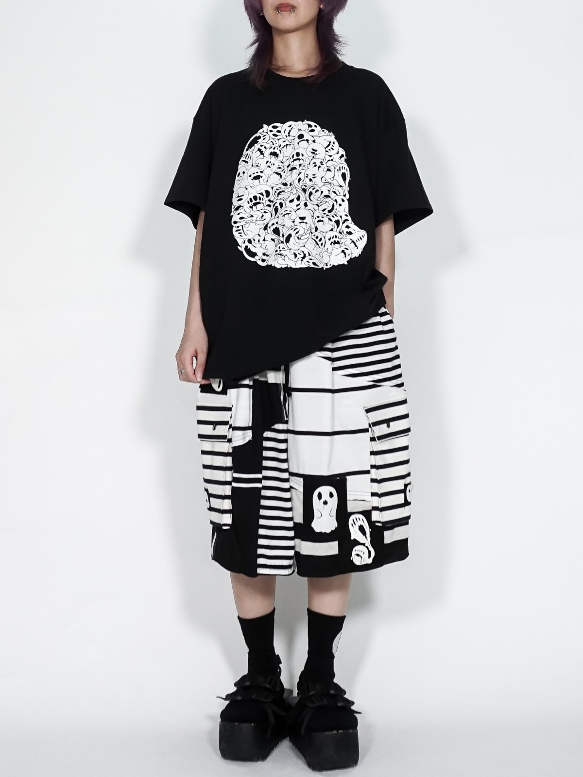 ＊HUMAN MADE 囚人 ボーダー ロゴマーク ハーフパンツ L ボーダーロゴハーフパンツ WHT | 【公式】Lill one STAR®〈リル