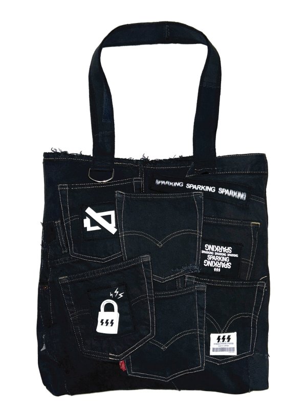 画像1: SPARKING SPARKING SPARKING - trip collection / 再構築デニムトートバッグ